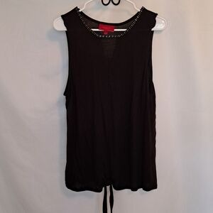 Jennifer Lopez Black Tank Top with Embellished Neckline Women"s L #119
